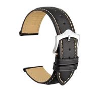 LQXHZ Correa de reloj de cuero genuino 16 mm 18 mm 19 mm 20 mm 21 mm 22 mm 23 mm 24 mm Bandas de repuesto Pulsera for hombres y mujeres(Black-Silver-B,16mm)