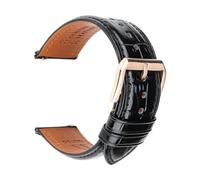 LQXHZ Correa De Reloj De Cuero Marrón Y Negro A La Moda, Correa De Reloj De 18mm, 20mm, 22mm Y 24mm For Hombre Y Mujer, Pulsera Con Hebilla De Mariposa(Black RG,21mm)