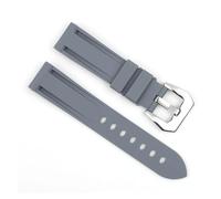 LQXHZ Correa De Reloj De Goma De Silicona Resistente Al Agua 20 Mm 22 Mm 24 Mm Reemplazo De Correa De Reloj Con Hebilla Negra Plateada De Acero Inoxidable Compatible Con Panerai(Gray-silver buckle,20m