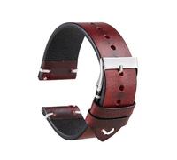 LQXHZ Correa De Reloj Hecha A Mano De Piel Auténtica Con Cera De Aceite, Pulsera De 18mm, 20mm, 22mm, Capa Superior De Piel De Vaca Que Cambia De Color, Correas De Reloj De Liberación Rápida(Red brown