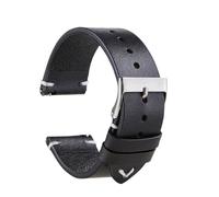 LQXHZ Correa De Reloj Hecha A Mano De Piel Auténtica Con Cera De Aceite, Pulsera De 18mm, 20mm, 22mm, Capa Superior De Piel De Vaca Que Cambia De Color, Correas De Reloj De Liberación Rápida(Black,18m