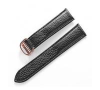 LQXHZ Correas de cuero for hombres y mujeres Correa con hebilla plegable, (Color : Black rose buckle, Size : 21mm)