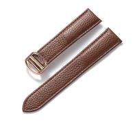 LQXHZ Correas de cuero for hombres y mujeres Correa con hebilla plegable, (Color : Brown rose buckle, Size : 20mm)