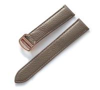 LQXHZ Correas de cuero for hombres y mujeres Correa con hebilla plegable, (Color : Elephant Grey Rose, Size : 14mm)