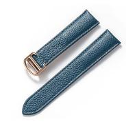 LQXHZ Correas de cuero for hombres y mujeres Correa con hebilla plegable, (Color : Peacock Blue Rose, Size : 18mm)