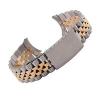 LQXHZ CUVED STRIN FING Compatible With ROLEX Datejust Mire la banda de la pulsera de la banda de acero inoxidable sólido 13 mm 17 mm 18 mm 19 mm 20 mm 21mm 22mm banda(Silver gold logo,17mm)