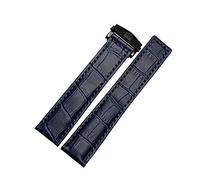 LQXHZ Pulsera de cuero genuino 19 mm 20 mm 22 m Ajuste for etiqueta Heuer Reloj de relojes Hombres Relojes de pulsera Accesorios de banda Pliegue la correa de reloj de cuero de la hebilla(Blue black b