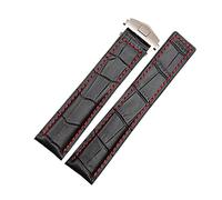 LQXHZ Pulsera de cuero genuino 19 mm 20 mm 22 m Ajuste for etiqueta Heuer Reloj de relojes Hombres Relojes de pulsera Accesorios de banda Pliegue la correa de reloj de cuero de la hebilla(Black red si