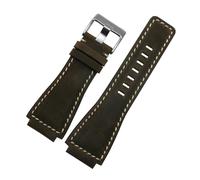 LQXHZ Pulsera De Cuero Genuino De Moda Correa De Reloj For Hombre 24 Mm Correa De Reloj Interfaz Convexa Relojes De Pulsera Banda 35 * 24 Mm(Olive green silver)