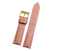 LQXHZ Pulseras De Cuero Genuino 14, 16, 18, 20, 22 Y 24 Mm Con Hebilla De Acero(Pink gold,16mm)