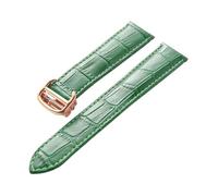 LQXHZ Reemplazo De Piel De Vaca Con Capa De Cabeza De Correa De Cuero Compatible Con Correa De Reloj De Globo Azul Cartier Accesorios De Pulsera For Hombres Y Mujeres(Color:Green rose buckle,Size:18mm