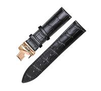 LQXHZ Reloj de cuero genuino Banda de correa de mariposa Cierre de mariposa 12 mm 14mm 16mm 18mm 19mm 20mm 21mm 22mm 23mm 24mm pulsera(Black rose gold,21mm)