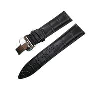 LQXHZ Reloj de cuero genuino Correa de bambú Patrón de bambú Reloj de banda mariposa Búsqueda de relojes Accesorios 16 mm 18 mm 19 mm 20mm 21mm 22mm 24mm(Black silver,17mm)