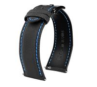 LQXHZ Reloj impermeable de nylon de fibra con masculino 20 21 22 23 23 24mm de reloj de lona de lona hecha a mano del deporte del ejército reloj de reloj de nylon(Black blue blue,22mm)