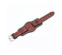 LQXHZ Retro Hecho a mano Reloj de la pulsera de los hombres 20 mm 22 mm 24 mm Pulsera de reloj de cuero Pulsera Azul Azul Negro Verde Rojo Color Rojo Correa(Red,24mm)