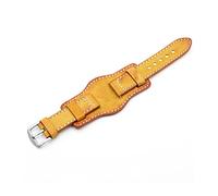 LQXHZ Retro Hecho a mano Reloj de la pulsera de los hombres 20 mm 22 mm 24 mm Pulsera de reloj de cuero Pulsera Azul Azul Negro Verde Rojo Color Rojo Correa(Yellow,22mm)