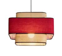 LQZCXMF Lámpara Colgante De Estilo Zen Chino, Farol Bambú Y Lino En Rojo, Lámpara Colgante Hecha A Mano De 2 Capas Con Marco De Metal, Luces De Cesta, Lámpara Colgante Mimbre Ratán Estilo Bohemio