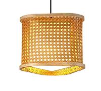 LQZCXMF Lámpara Colgante De Ratán Tejida A Mano, 50 Cm (19,7"), Estilo Bohemio, 1 Luz, Doble Capa, Para Isla De Cocina, Iluminación Colgante, Cesta De Mimbre Natural Estilo Granja