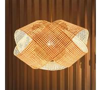 LQZCXMF Lámpara Colgante De Restaurante Con Forma De Cesta De Bambú Geométrica, Lámpara Colgante Vintage Tejida A Mano Para Cafeterías, Lámpara De Mimbre Única, Lámpara De Araña De Estilo Rústico