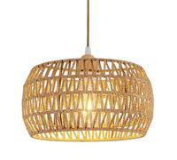 LQZCXMF Lámpara Colgante Mimbre Con Pantalla Cesta Estilo Boho Y Cuerda Cáñamo