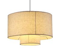 LQZCXMF Lámpara Colgante Minimalista De Tela, 1 Unidad, Hecha A Mano, Lino, Con Marco De Metal De 2 Capas, Color Blanco. Iluminación Cálida Y Difusa Para Dormitorio, Sala De Estar, Pasillo