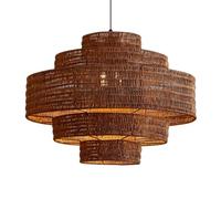 LQZCXMF Lámpara De Araña De Ratán Estilo Bohemio De 1 Luz Para Comedor, Lámpara Araña Grande Varias Capas, Lámpara Colgante De Cúpula De Ratán Beige/marrón Estilo Granja Para Cocina