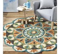 LR Home - Alfombra redonda de lana para interiores de 5 pies para decoración del hogar, alfombras para sala de estar, dormitorio, sala de juegos, entrada, oficina, alfombra moderna tejida a mano para