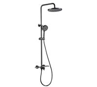 LR Rain Shower System 10 Inch Shower Faucet Set Wall Mounted Shower Combo Set Brass Rain Mixer Shower with Shower Head, Tub Spout, 3 Modes Handheld Shower, Bidet Sprayer,Gray