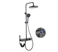 LR Rain Shower System 9 Inch LED Digital Display Shower Faucet Set Wall Mounted Shower Combo Set Brass Rain Mixer Shower with Shower Head, Tub Spout, 3 Modes Handheld Shower, Bidet Sprayer,G