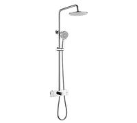 LR Rain Shower System 9 Inch Shower Faucet Set Wall Mounted Shower Combo Set Brass Rain Mixer Shower with Shower Head, Tub Spout, 3 Modes Handheld Shower,Chrome