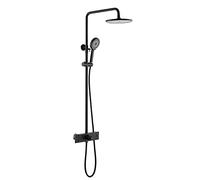 LR Rain Shower System 9 Inch Shower Faucet Set Wall Mounted Shower Combo Set Brass Rain Mixer Shower with Shower Head, Tub Spout, 3 Modes Handheld Shower,Black