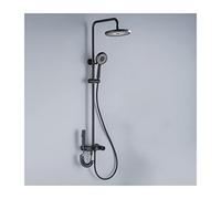 LR Rain Shower System LED Digital Display Shower Faucet Set Wall Mounted Shower Combo Set Brass Rain Mixer Shower with 10 Inch Shower Head, 5 Function Handheld Shower, Tub Spout,Black