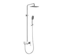 LR Rain Shower System Wall Mounted Shower Faucet Set Brass Shower Combo Set Single Handle Rain Mixer Shower with 2 Mode Handheld Shower, Waterfall Tub Spout, Shower Head,Chrome