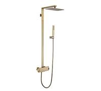 LR Rain Shower System with Shower Head, Brushed Gold Shower Faucet Set Wall Mounted Shower Combo Set Brass Rain Mixer Shower with Waterfall Tub Spout, Handheld Shower,Style A