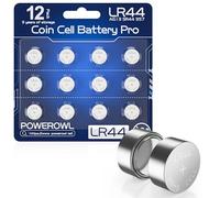LR44, POWEROWL Pilas de Botón LR44 1.5V Alcalina para Relojes, Calculadoras y Juguetes, Paquete de 12-Morado