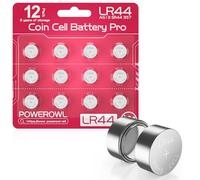 LR44, POWEROWL Pilas de Botón LR44 1.5V Alcalina para Relojes, Calculadoras y Juguetes, Paquete de 12-Rojo Rosado