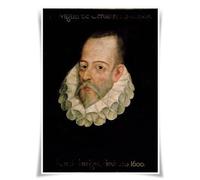 Lrajan&Daucus Póster de retrato de las 100 figuras literarias, escritor mundialmente famoso A3, impresiones de tela, decoración de pared (#11 Miguel de Cervantes Saavedra)