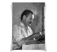 Lrajan&Daucus Póster de retrato de las 100 figuras literarias, escritor mundialmente famoso A3, impresiones de tela, decoración de pared (#63 Hemingway)