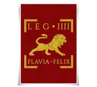 Lrajan&Daucus Póster de Vexillum del ejército romano imperial - Bandera estándar de la Legión del Imperio Romano, impresión en tela, arte histórico para pared (LEGIO IIII FLAVIA FELIX)