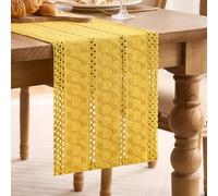 LRartdeco Camino de Mesa Bohemio Amarillo Rústicas, Lavable, Primavera y otoño, Ideal para Decoración Caminos de Mesas, Fiestas, Cumpleaños, San Valentín, Bodas, 30 x 120 cm