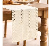 LRartdeco Camino de Mesa Bohemio Beige Rústicas, Lavable, Ideal para Decoración de Mesas, Fiestas, Cumpleaños, San Valentín, Bodas, 30 x 120 cm