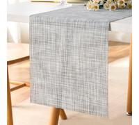 LRartdeco Camino de Mesa Moderno, Caminos de Gris Blanco, Centro de Mesa Decorativo Salon, Table Runner PVC Washable, Cortar Libremente, para Decoracion Mesa Comedor, 30 x 135cm