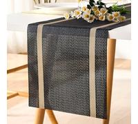 LRartdeco Camino de Mesa Moderno, Caminos de Mesa Oro Negro, Centro de Mesa Decorativo Salon, Table Runner PVC Washable, Cortar Libremente, para Decoracion Mesa Comedor, 30 x 180 cm