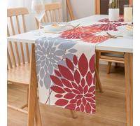 LRartdeco Camino de Mesa Naranja y Rojo Moderno Lino Tapetes para Centros Decorativos de Rectángulo Caminos de Mesa Flores para Granja Cocina Comedor Decoracion 33x183cm