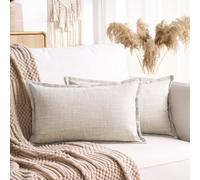 LRartdeco Fundas de Cojines 30x50 Beige Boho Funda Cojin Decorativos Moderno Estilo de Casa de Campo Paquete de 2 Rectangular para Decoracion Sofa de Salon Dormitorio