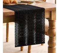 LRartdeco Negro Camino de Mesa de Algodón Estilo Campesino para Interior y Exterio Boho Caminos de Mesa 30 x 180 cm para Decoración de Fiestas y Cocinas Bodas en Restaurantes Cocinas y Casas de Campo