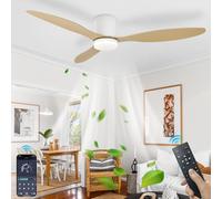 Lrenjon 106CM Ventiladores De Techo Con Luz Silencioso Lampara Ventilador Techo Dormitorio Led 6 Velocità Regulable Ceiling Fan with Light and Remote Control Temporizador Sala Y Comedor Blanco