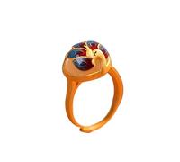 LRFNKCT Anillos, anillos vintage, Anillo de pavo real de plata S925 bañado en oro con jade blanco Hotan natural esmaltado for mujer que practica yoga.
