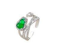 LRFNKCT Anillos, anillos vintage, Anillo de plata S925 con calabaza verde de jade natural for mujer que practica yoga
