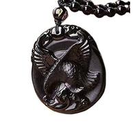 LRFNKCT Collares, Collar de obsidiana negra, colgante de obsidiana negra natural, amuleto, collar de obsidiana de águila for hombres y mujeres, joyería fina de cristal, regalo